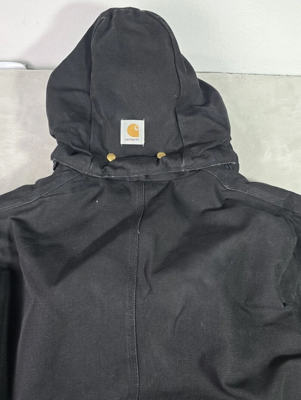 Vtg Carhartt Hooded Jacket Mens 54 Tall Black Arctic Canvas Chore Quilted C03